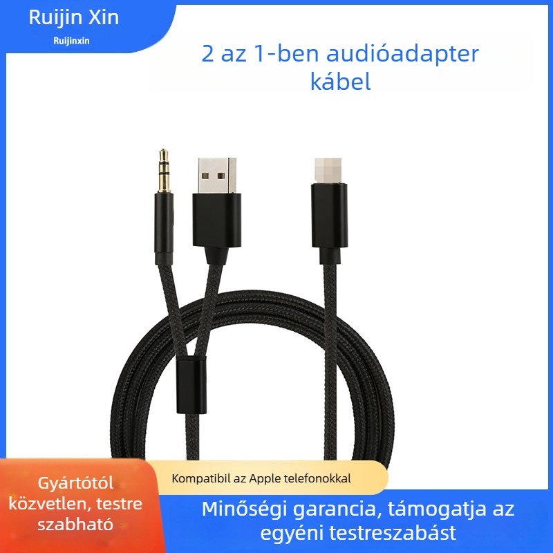 iPhone fülhallgató töltőadapter – 2 az 1-ben zenehallgatás és töltés, USB 2.0, modell 07-One 3.5