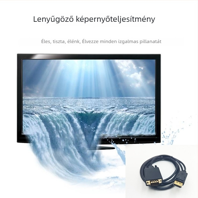 DP–to–VGA patch kábel monitortól projektorig (VGA interfész, chip: 1, stabil átviteli sebesség, rézbevonatú acélmag)
