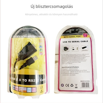 USB 2.0-os RS232 adapterkábel, DB9 csatlakozó, 1,5 m hosszú, EZ0517, E zeus