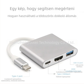 USB-C–HDMI adapter – 3-in-1 funkció, HDMI interfész (Márka: qen)