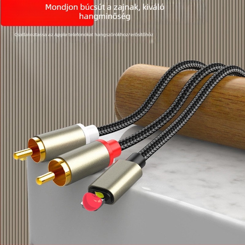 Lightning–ról 2RCA audio patch kábel, modell RCA Lotus line, rézmagú, 1–2 osztó