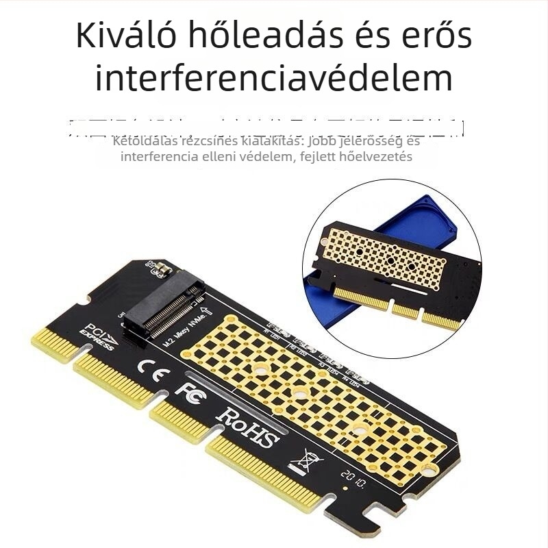 M.2 NVMe PCIe 3.0 x4 adapterkártya, M-Key, PCIe tápegység, 6 Gbps