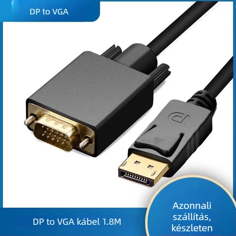 DP–VGA adapterkábel, DP interfész, 1,8 m, rézmagos vezető, 5G sebesség, chip 2166