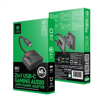 GS1 2-in-1 USB-C hangkártya headset adapter mobiltelefonokra és tabletekre, rézmagos kábel, 10 cm hosszú, gyors töltés