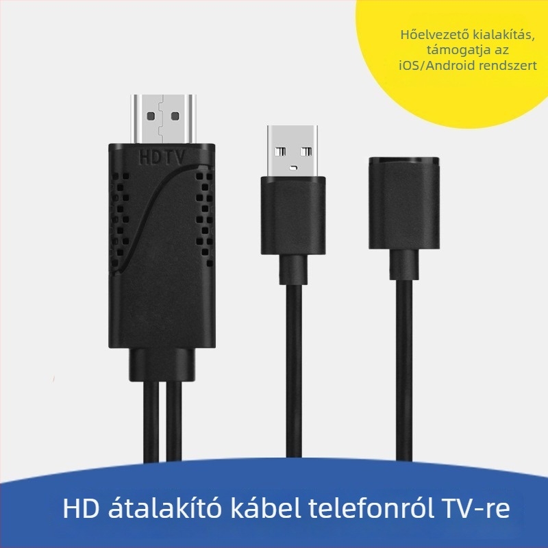 Type-C és HDMI ugyanazon képernyőhöz Android és iOS táblagépekhez, 2-in-1 HD adapter, rézmag, 1–3 kimeneti osztó