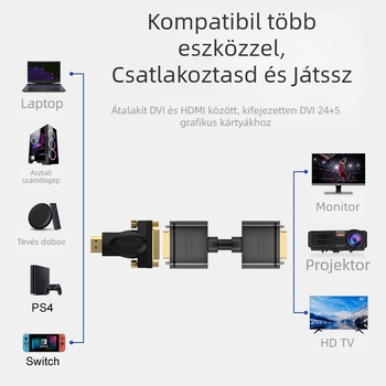 HDMI–DVI-I adapter, modell A006BBK, rézmag, HDMI interfész