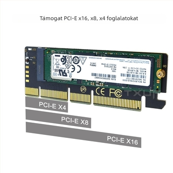M.2 NVMe PCIe adapterkártya asztali számítógépekhez, PCIe 4.0 x4/x8/x16