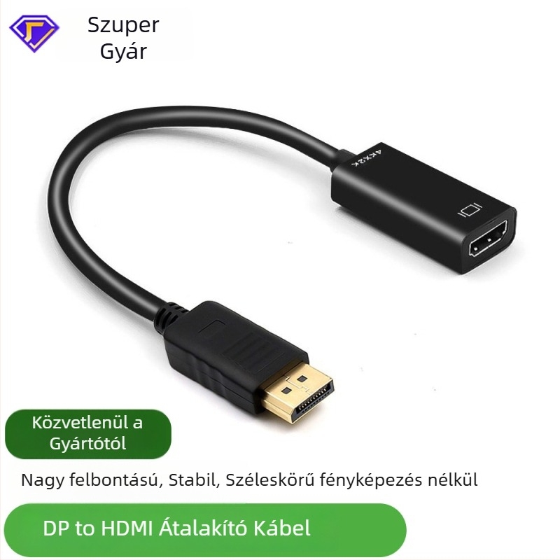 DisplayPort–HDMI adapter kábel, DP férfi a HDMI női, 4K/1080p támogatás, rézmagú