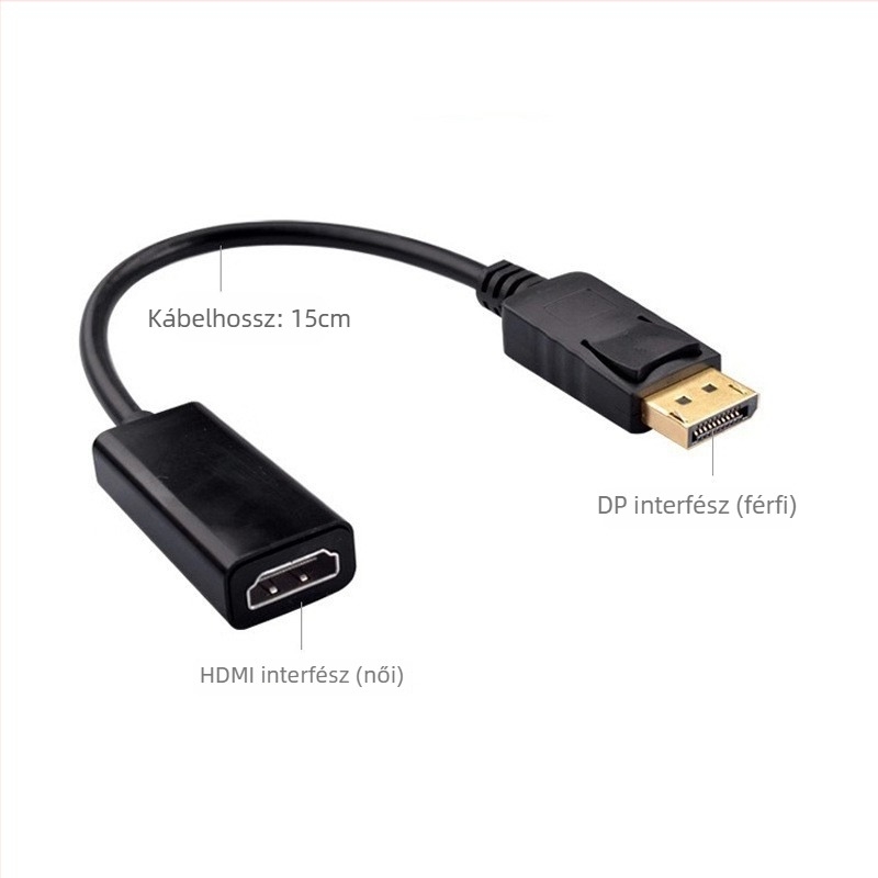 DisplayPort–HDMI adapter kábel, DP férfi a HDMI női, 4K/1080p támogatás, rézmagú