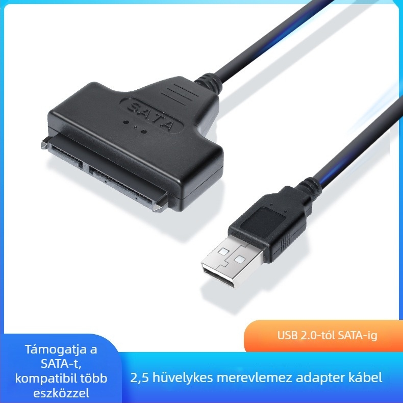 USB–SATA adapter kábel, modell 0521, USB–SATA interfész, egy adatkábel tartalmazva