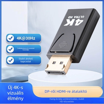 DP–HDMI konverter adapter: 4K/1080p, HDMI interfész, aranyozott chip, rézmag