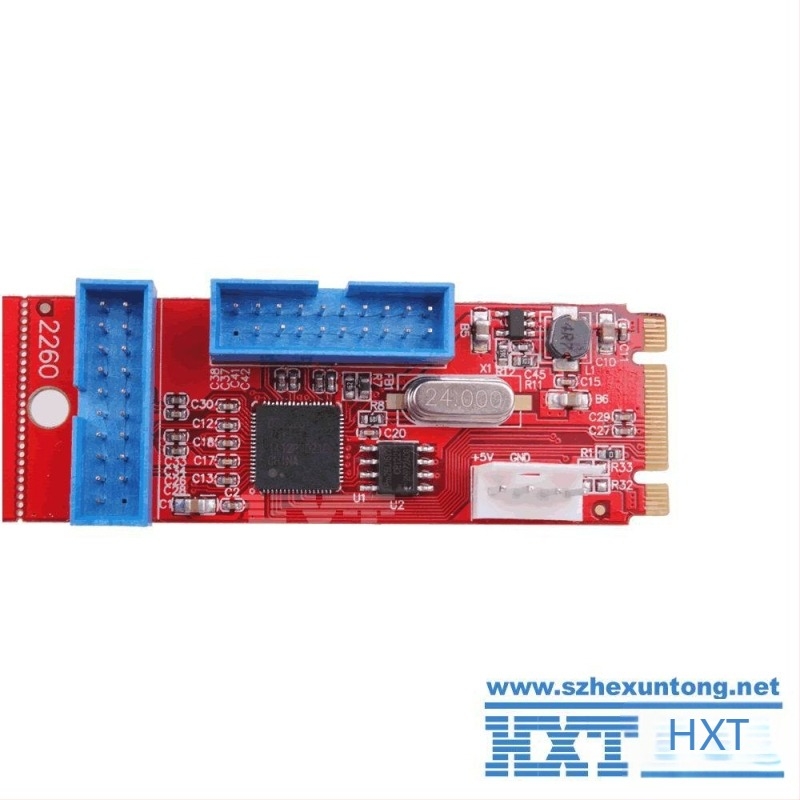 Asztali M.2 NGFF USB 3.0 adapterkártya – Dai Jialong, 2×20-pin és 19-pin csatlakozók