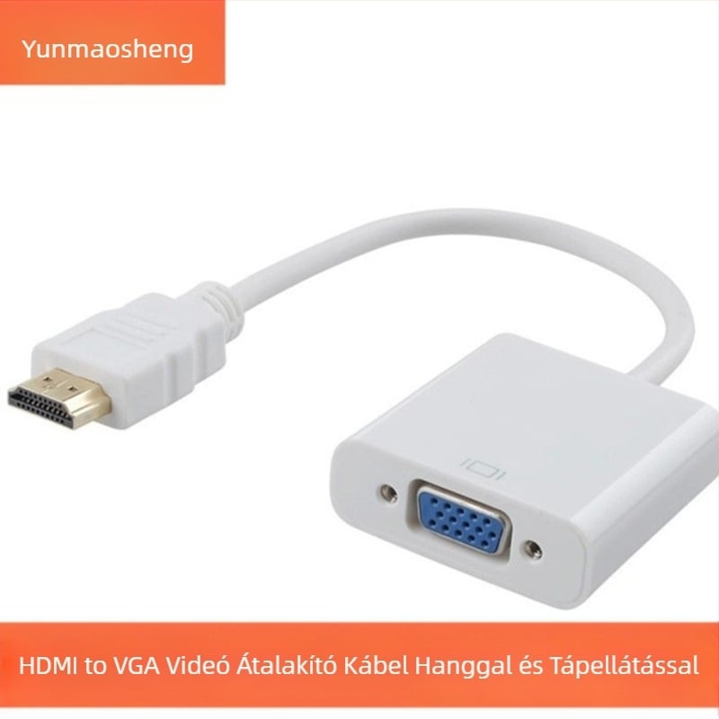 HDMI-ről VGA-ra adapter kábel hanggal és táplálással, 1080P támogatás, rézmag