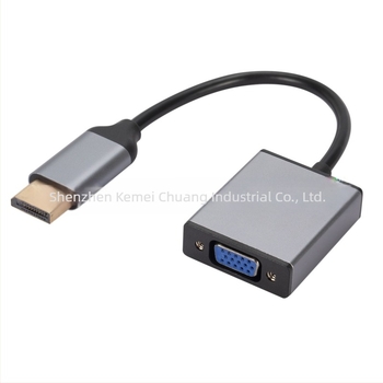 DP–VGA adapter kábel alumínium házban, DP interfész, 5Gbps, egyfejű, ónzott réz vezető