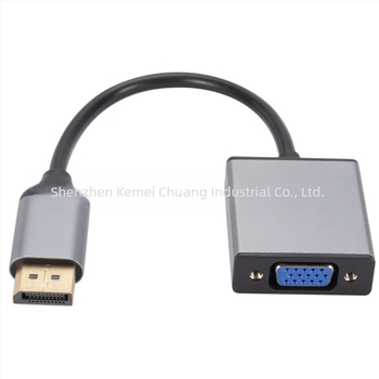DP–VGA adapter kábel alumínium házban, DP interfész, 5Gbps, egyfejű, ónzott réz vezető