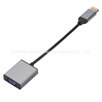 DP–VGA adapter kábel alumínium házban, DP interfész, 5Gbps, egyfejű, ónzott réz vezető
