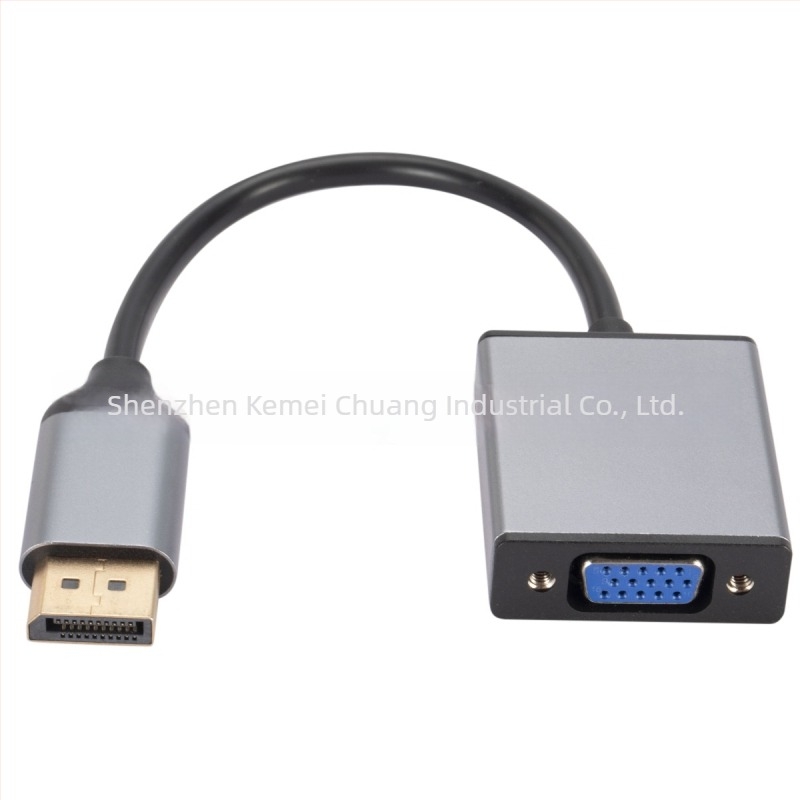 DP–VGA adapter kábel alumínium házban, DP interfész, 5Gbps, egyfejű, ónzott réz vezető