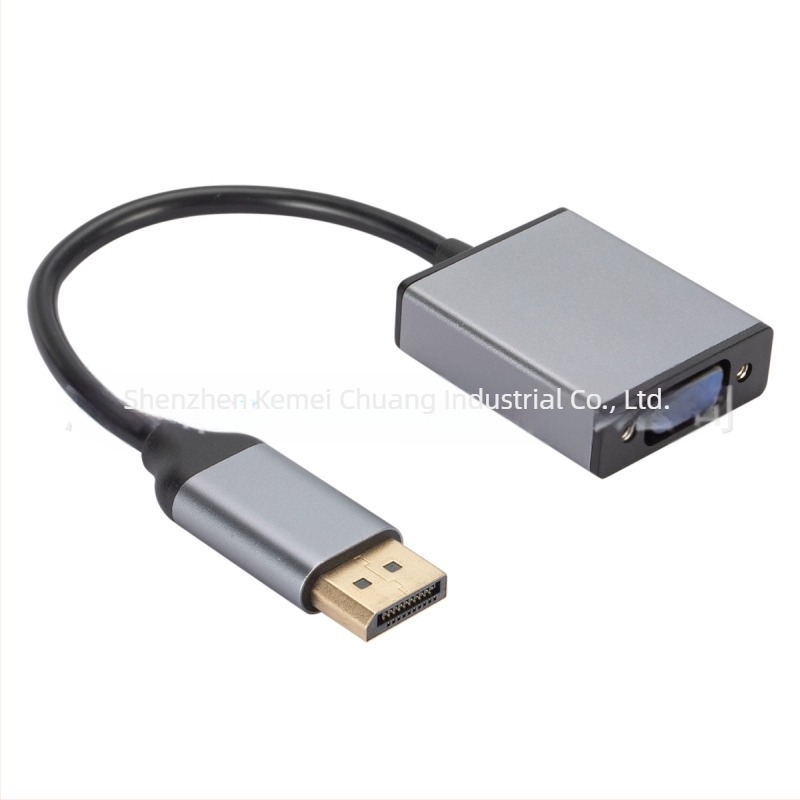 DP–VGA adapter kábel alumínium házban, DP interfész, 5Gbps, egyfejű, ónzott réz vezető