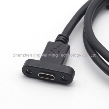 Type-C férfi–női bővítőkábel fülekkel és anyákkal, USB 2.0, 480 Mbps, rézmag