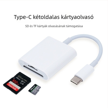 TF/SD kettős kártyaolvasó és OTG adapter Apple USB-C telefonokhoz