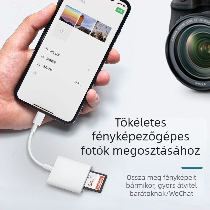 TF/SD kettős kártyaolvasó és OTG adapter Apple USB-C telefonokhoz