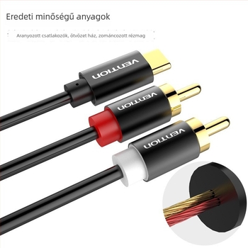 Weixun Type-C 2RCA audio patch kábel, egy–kettő kimenet, rézmag, chip nélküli