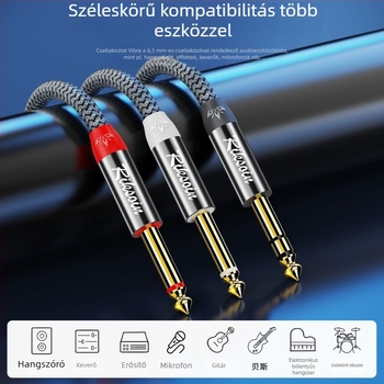 Audió adapter kábel, 6,5 mm-ről 6,5 mm-re, háromvezetékes, 1 bemenet - 2 kimenet