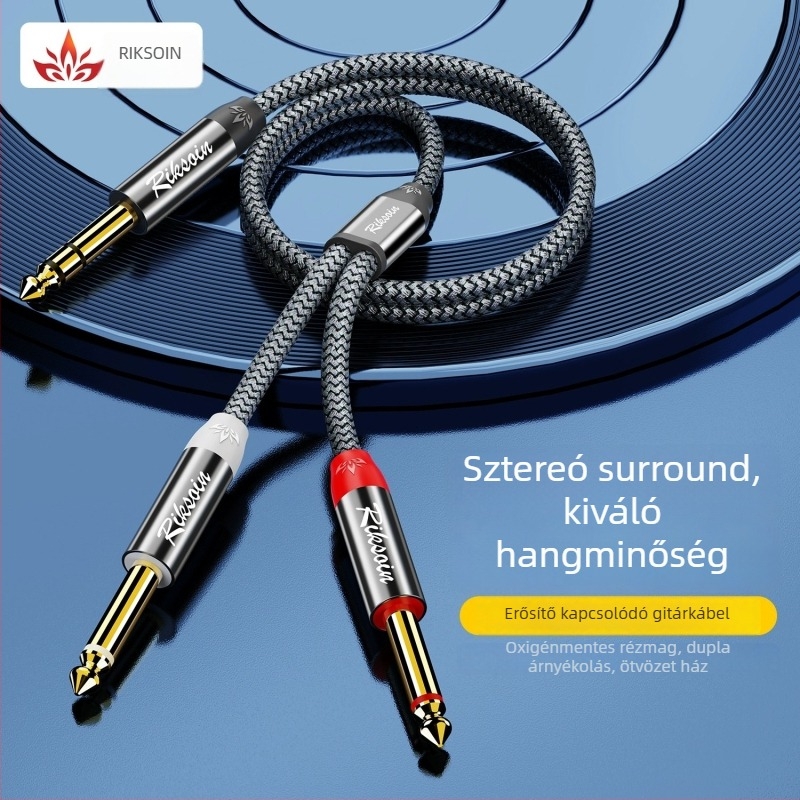 Audió adapter kábel, 6,5 mm-ről 6,5 mm-re, háromvezetékes, 1 bemenet - 2 kimenet