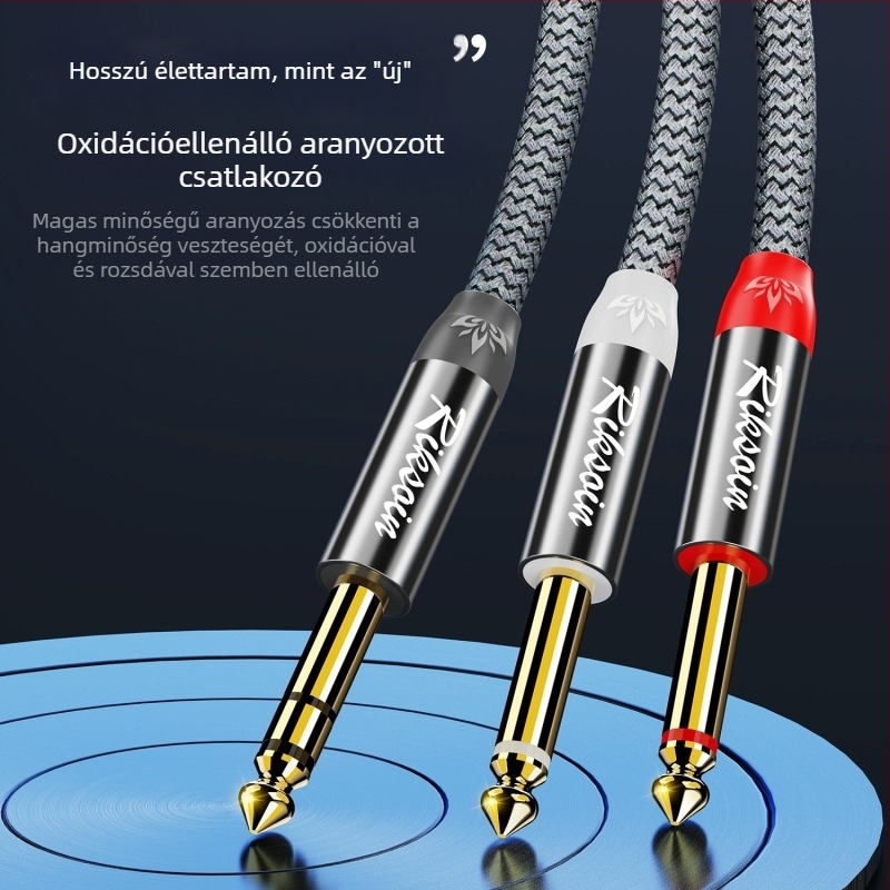 Audió adapter kábel, 6,5 mm-ről 6,5 mm-re, háromvezetékes, 1 bemenet - 2 kimenet