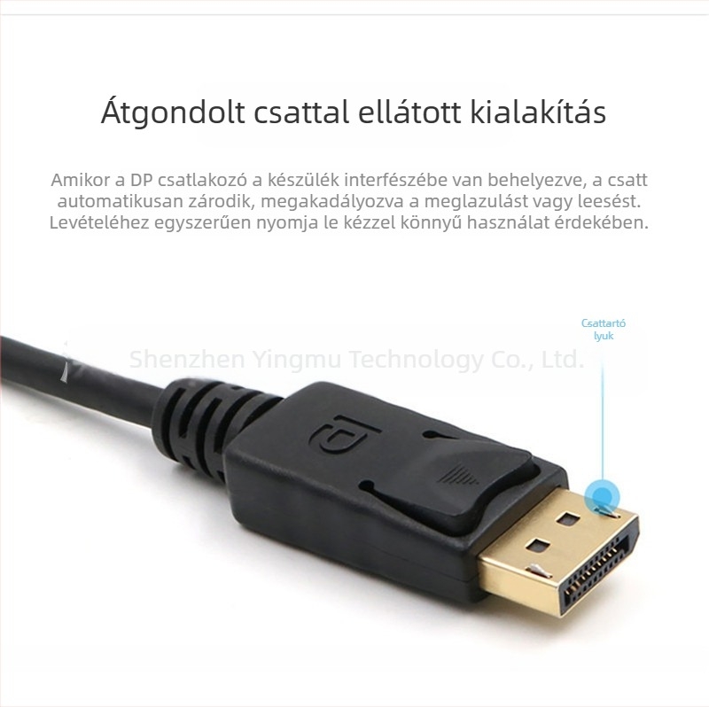 DisplayPort–DisplayPort adapter kábel, 4K, DP interfész, egyfejű csatlakozó