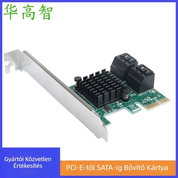 PCIe–SATA 3.0 bővítő kártya, négyportos SATA 3.0 adapter, rézmag, adatátvitel 6000