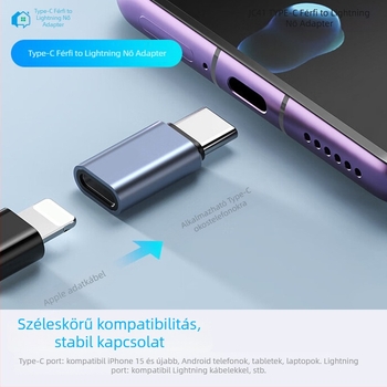 Type-C–Lightning adapter tabletához 1516 JC41, egyetlen csatlakozóval, chip nélkül