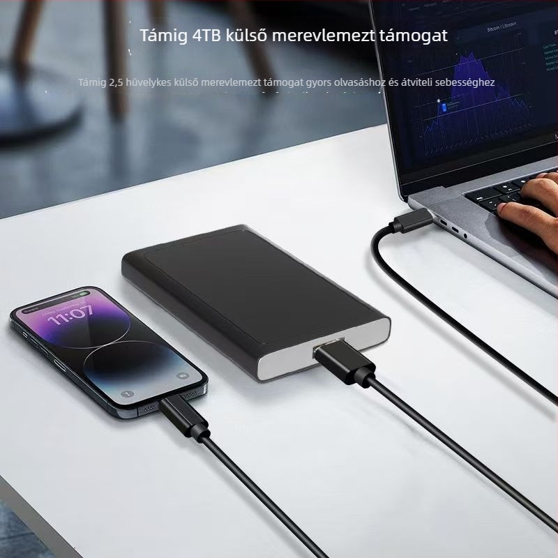 Type-C–ről Micro-USB 3.0 adatkábel, nagy sebességű, hosszított hossz, rézmagú, modell 5005