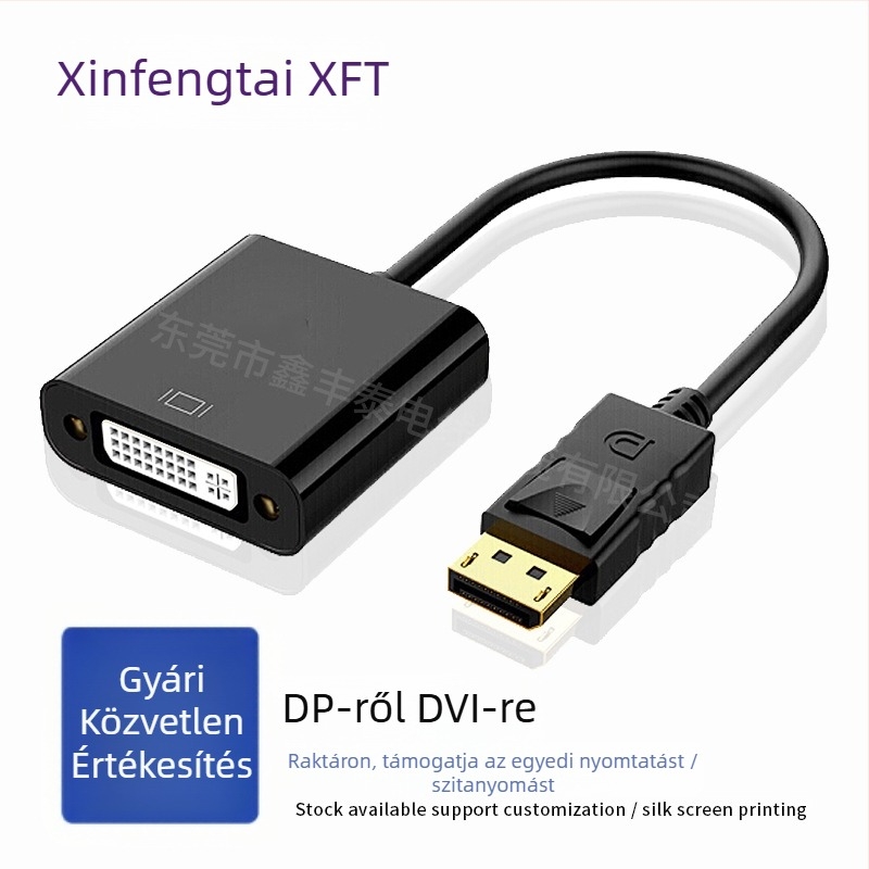 DisplayPort–tól DVI-ig adapterkábel, 1080p, rézmaggal, NXP PTN3361 és AS718 chipekkel