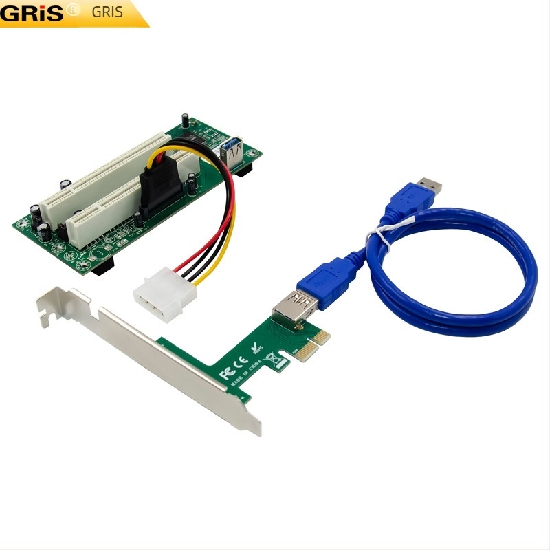 GRIS Ge-E015-4 PCIe‑to‑PCI adapterkártya ASM1083 chippel, 480 Mbps, 1–2 kimenettel