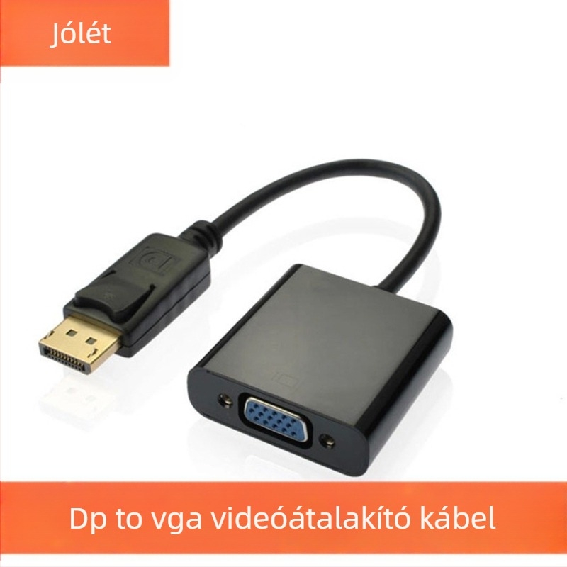 DP to VGA adapter kábel - 1080P videó átalakítás, rézmagú, VGA interfész (egykapcsos fej)