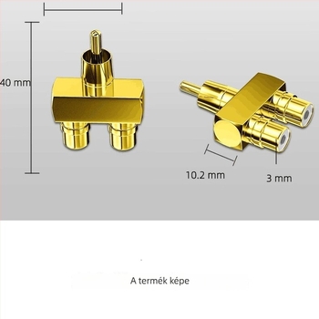 RCA Lótusz 1-2 Audió adapter, rézmaggal, aranyozott, 1 férfi bemenethez 2 női csatlakozó, egyenes