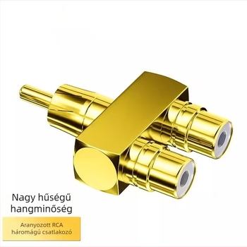 RCA Lótusz 1-2 Audió adapter, rézmaggal, aranyozott, 1 férfi bemenethez 2 női csatlakozó, egyenes