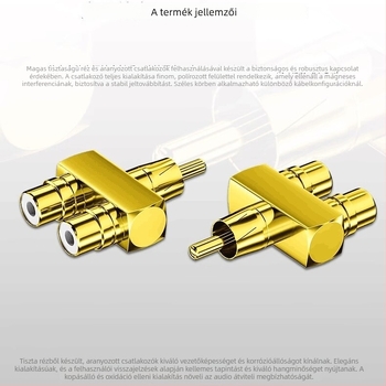 RCA Lótusz 1-2 Audió adapter, rézmaggal, aranyozott, 1 férfi bemenethez 2 női csatlakozó, egyenes