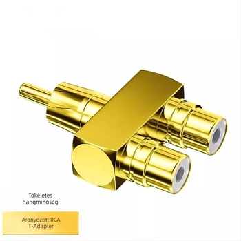 RCA Lótusz 1-2 Audió adapter, rézmaggal, aranyozott, 1 férfi bemenethez 2 női csatlakozó, egyenes