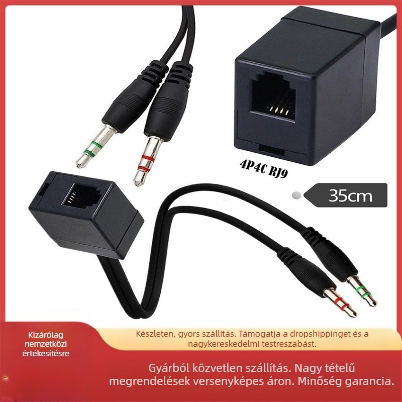 Fejhallgató adapter kábel RJ9-tól dupla 3,5 mm-ig - Márka: Neutral - Interfész: Egyéb