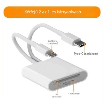 Hxy-275 Type-C memóriakártyaolvasó adapter SD/TF kártyákhoz, USB 2.0, 480 Mbps, Apple-kompatibilis, 2 az 1-ben