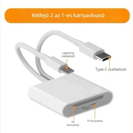 Hxy-275 Type-C memóriakártyaolvasó adapter SD/TF kártyákhoz, USB 2.0, 480 Mbps, Apple-kompatibilis, 2 az 1-ben
