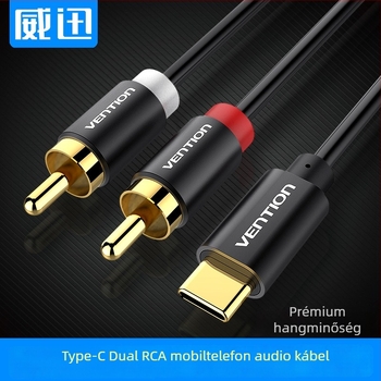 Weixun BGDB Type-C to 2RCA hang adapter kábel, 1–7 csatlakozó, ónzott réz vezeték