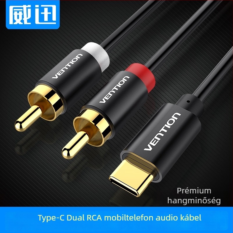 Weixun BGDB Type-C to 2RCA hang adapter kábel, 1–7 csatlakozó, ónzott réz vezeték