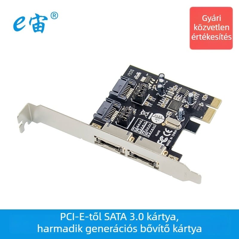 PCIe–SATA III adapterkártya ASM1061 vezérlővel, modell EZA1061, a E Universe terméke