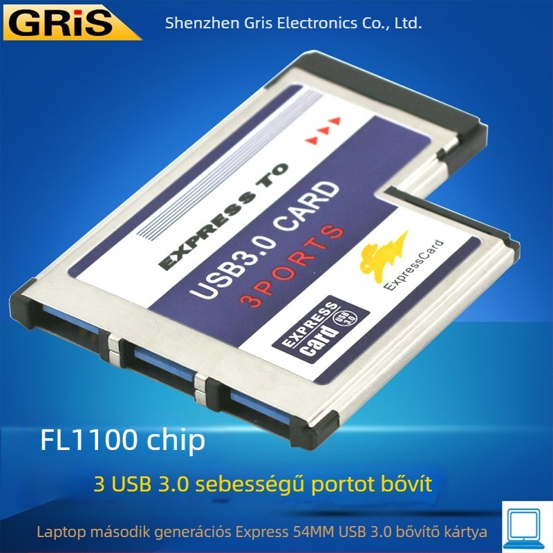 GRIS Ge-A3.0-T3 USB 3.0 adapterkártya FL1110 chippel, adatátviteli sebesség 500000