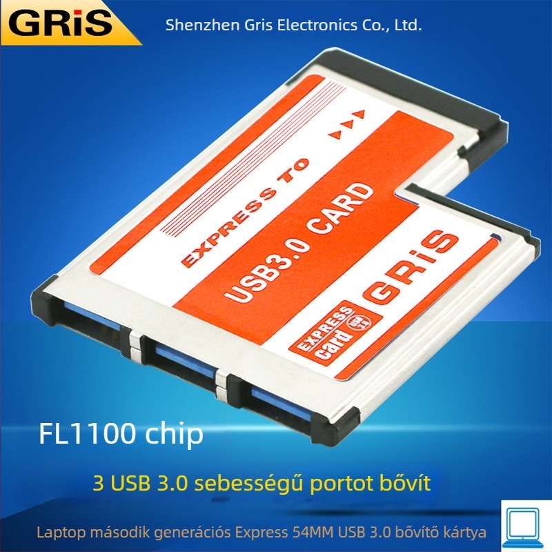 GRIS Ge-A3.0-T3 USB 3.0 adapterkártya FL1110 chippel, adatátviteli sebesség 500000