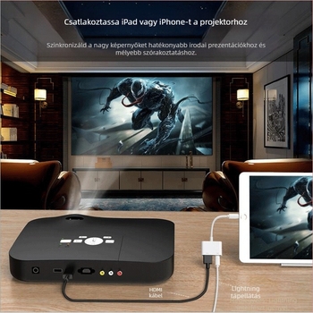 Apple Lightning–HDMI adapter kábel iPhone-hoz, 4K átviteli sebesség, hossz 0,2 m, ezüstözött mag