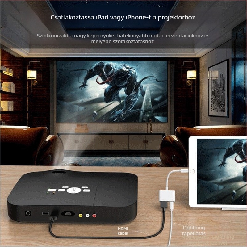 Apple Lightning–HDMI adapter kábel iPhone-hoz, 4K átviteli sebesség, hossz 0,2 m, ezüstözött mag